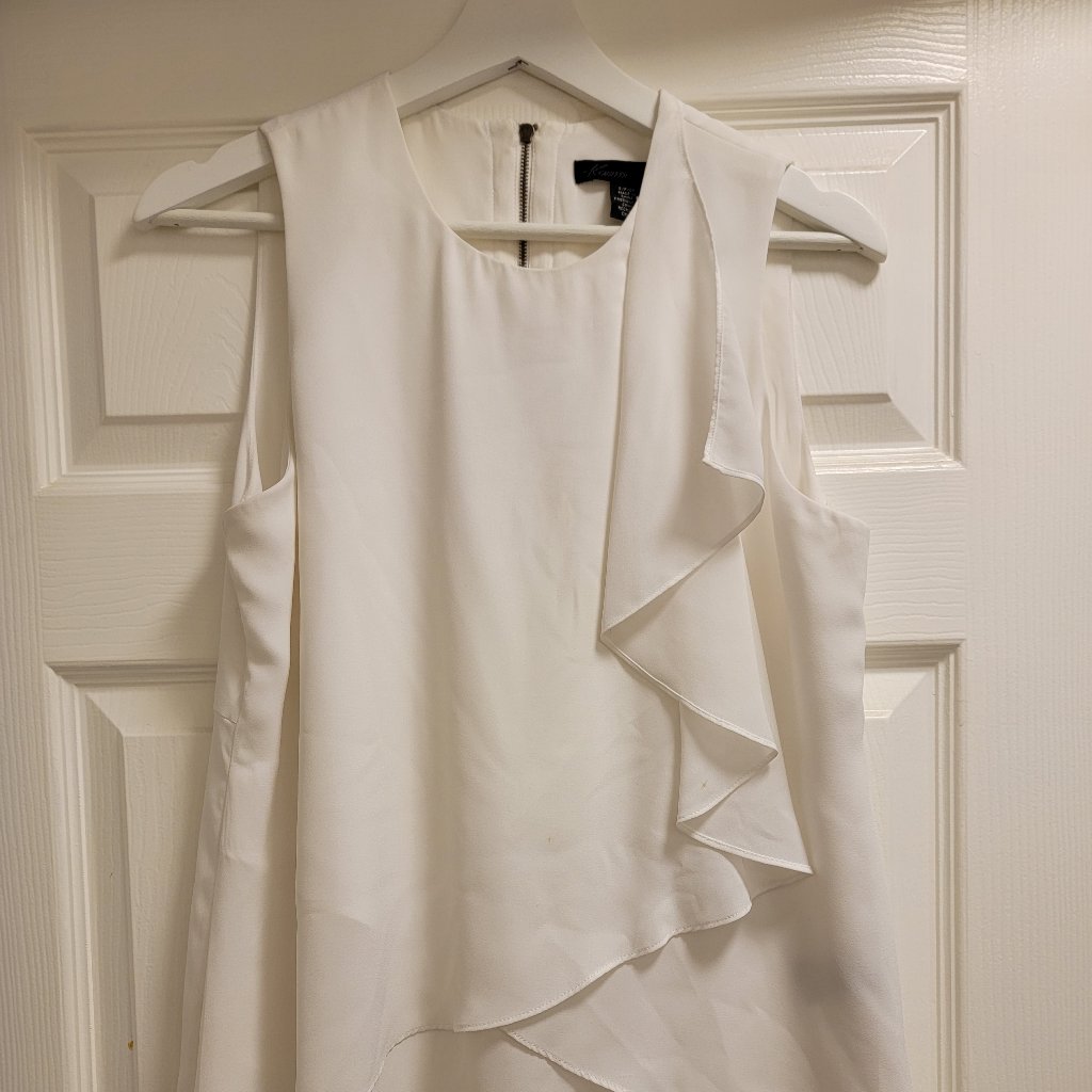 Kenneth Cole Flowy White Zip Back Tank Top Size Small